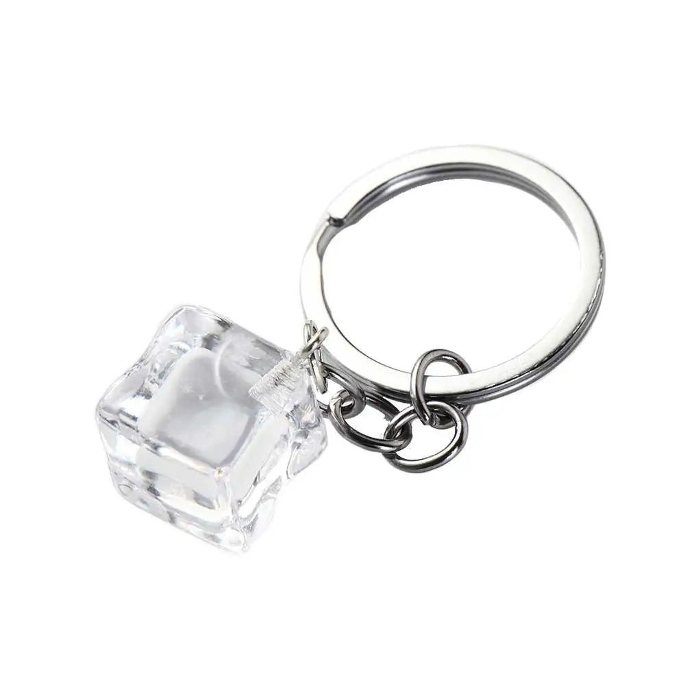 3D Ice Cube Ice Cube Acrylic Pendant Transparent Stereoscopic 3D Geometric Ice Keychain Fashion Acrylic Alloy Charms Gifts Zpaxo