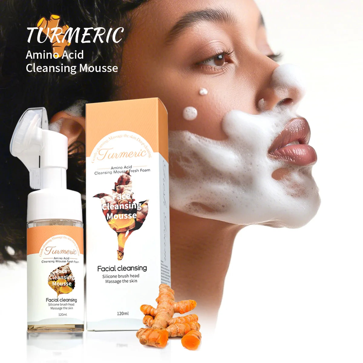 Turmeric Cleansing Mousse – Brightening Oil-Control Cleanser Facial Cleanser Mousse Zpaxo 120ml