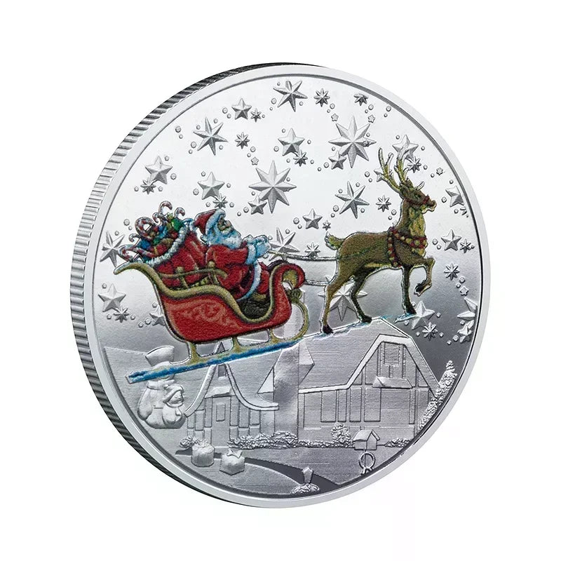 Christmas Souvenirs Merry Christmas Plated Gold Coin Santa Claus Colorful Star Snow Collectible Coins 1PCS Zpaxo