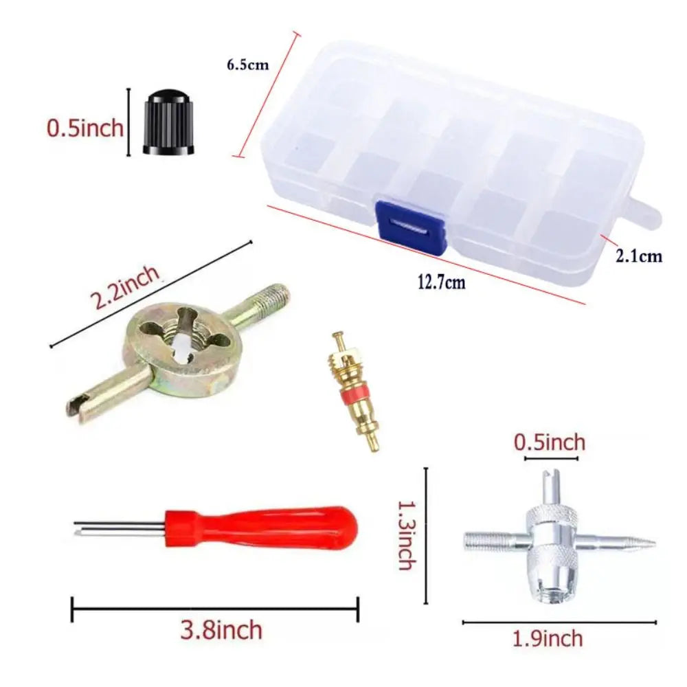 33Pcs Multi Function Tire Valve Stem Installer Tool Set Rust-proof Sturdy Valve Stem Core Remover Tool Universal Metal Zpaxo