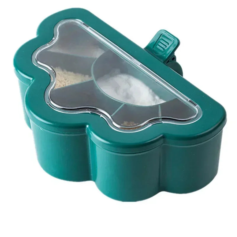 Kitchen 6-in-1 Seasoning Box Set Pepper Sugar Bowl Salt Spices Stirring Storage Jars Gadget Accessories Condiment Container Jar Zpaxo green