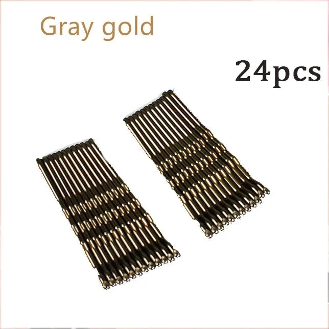 Women Black Hair Clip Metal U-shaped Bobby Pins Wavy Hairpin Barrette