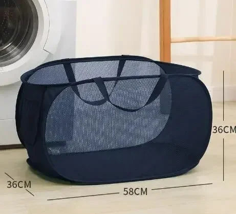 Foldable Laundry Basket – Portable Non-Woven Storage Basket Foldable Laundry Basket Zpaxo navy blue