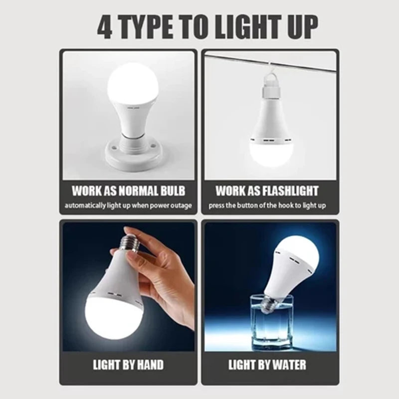 9W/15W Rechargeable LED Emergency Bulb E27 – Camping & Backup