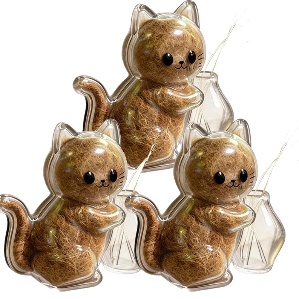 Cute Cat Fur Whiskers Transparent Hair Storage Box Refrigerator Magnets Pet Fur Keepsake Capsule DIY Souvenirs Cat Whiskers Zpaxo 3PCS