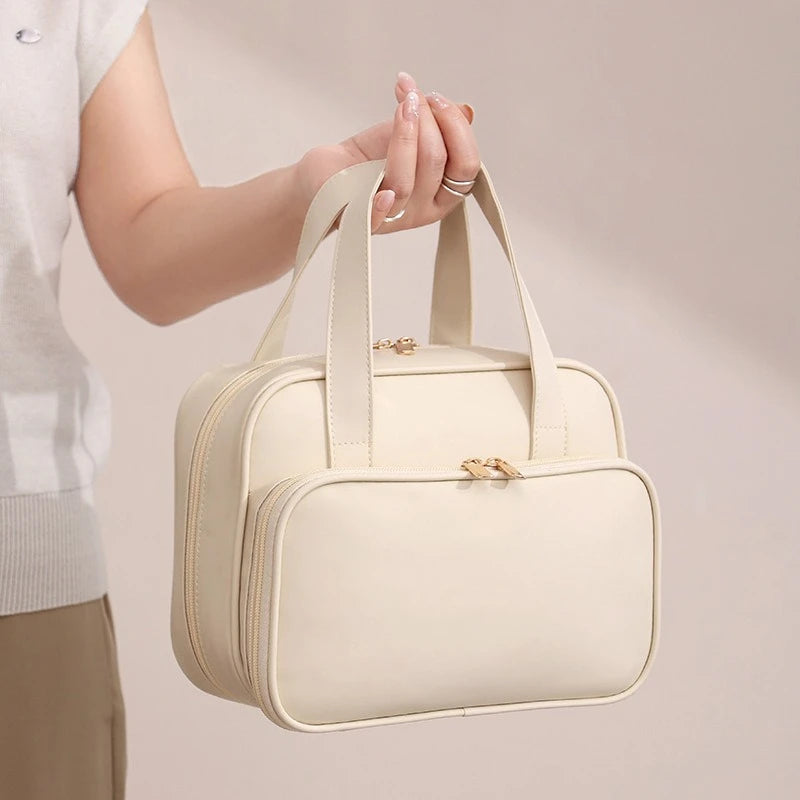 New Handheld Four Sided Toilet Bag, Travel Cosmetics Storage Bag, Waterproof Makeup Organizer Bag, Large Capacity Pouch Lady Box Zpaxo