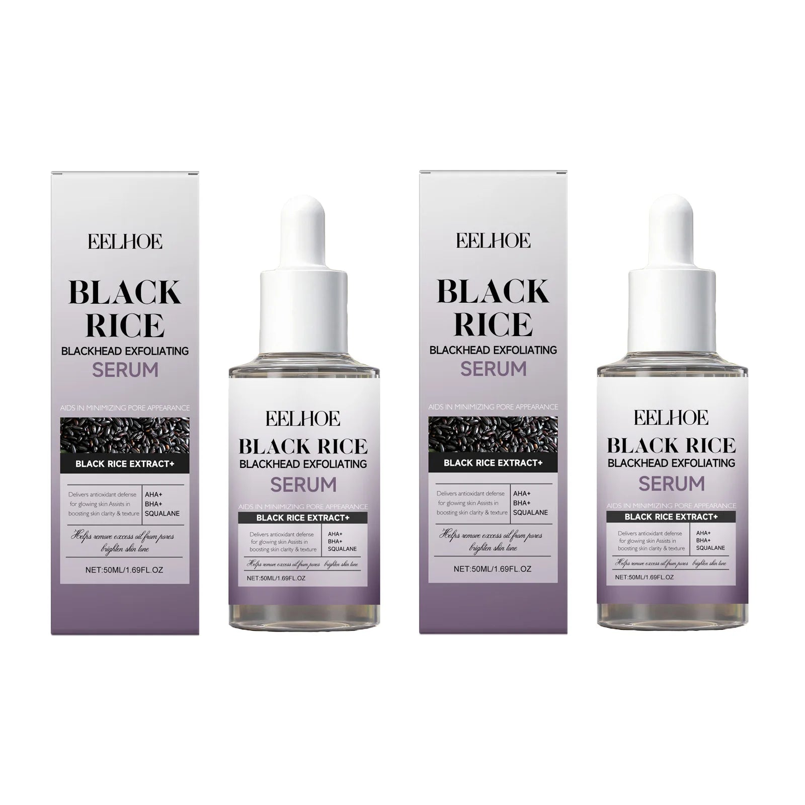 Black & White Rice Exfoliating Serum Set – BHA Niacinamide AHA Exfoliating Serum Set Zpaxo 2x50ml Black Rice