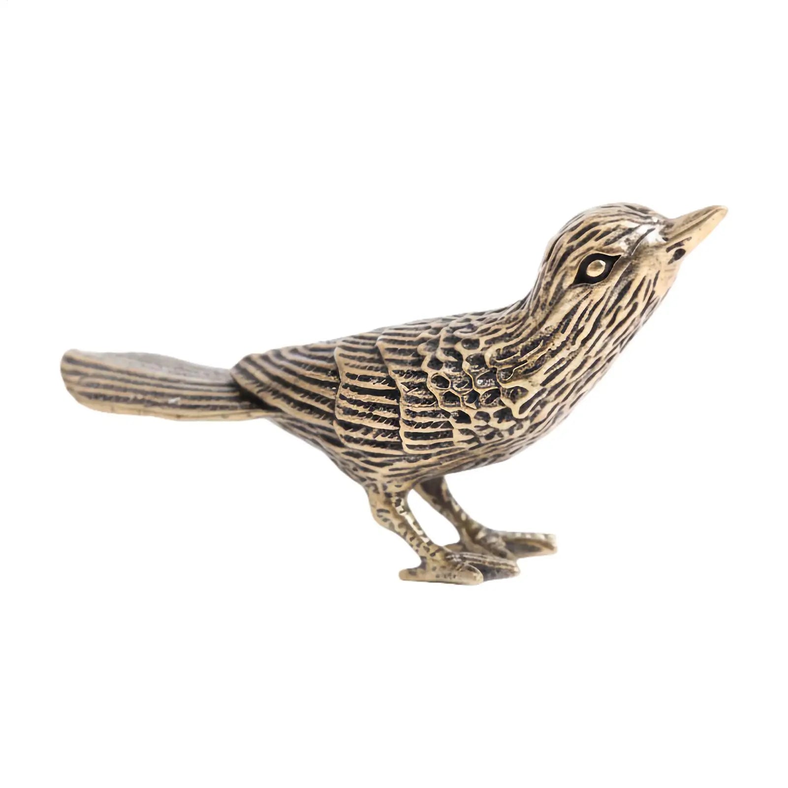 Small Bird Figurines Vintage Brass Animal Figurine Desk Ornament Home