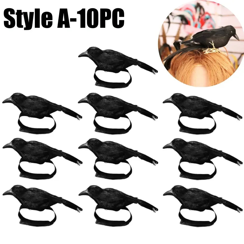 Halloween Exaggerated Forest Crow Headband Creative Feather Black