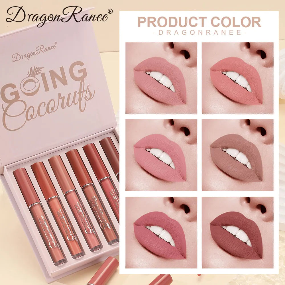 Set of Six Lip Glosses, Matte Matte Lip Glosses, Waterproof, Non-Fading, Non-Stick Lip Glaze, Lipstick, Holiday Gift Lip Gloss Set Zpaxo