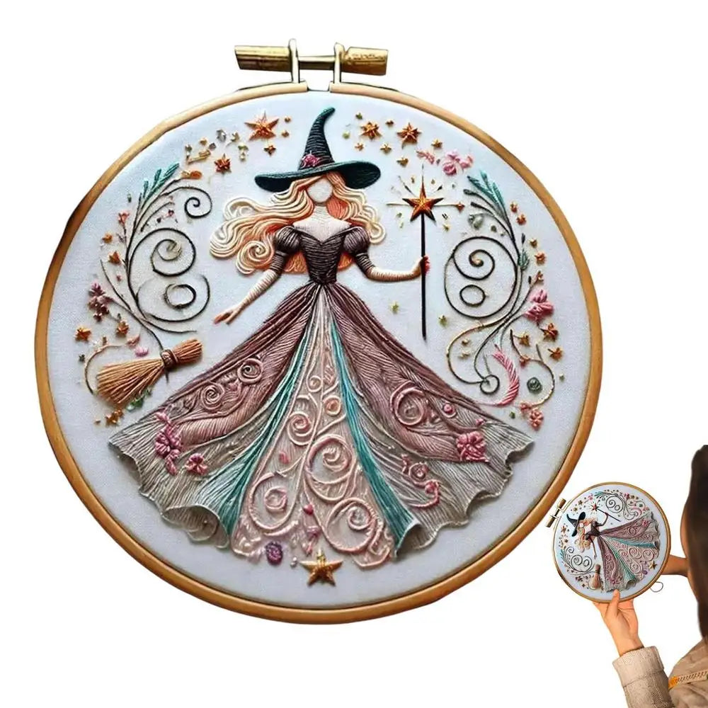 Witch Embroidery Patterns Hand Embroidery Material Supplies Handy Sewing Kit Creative Beginners Adults Crafts For Halloween Zpaxo A China Mainland