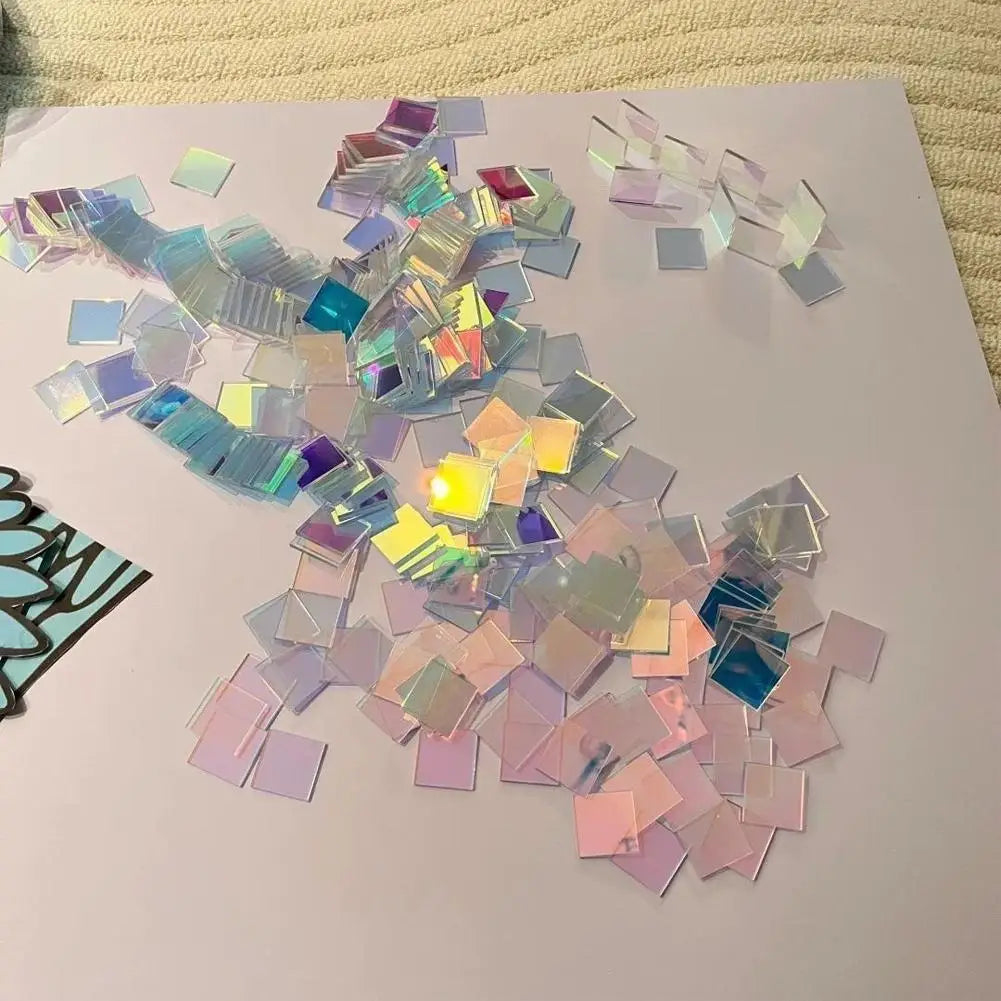 Mini Holographic Acrylic Blocks 100-300pcs | DIY Wall Decor Acrylic Craft Tiles Zpaxo