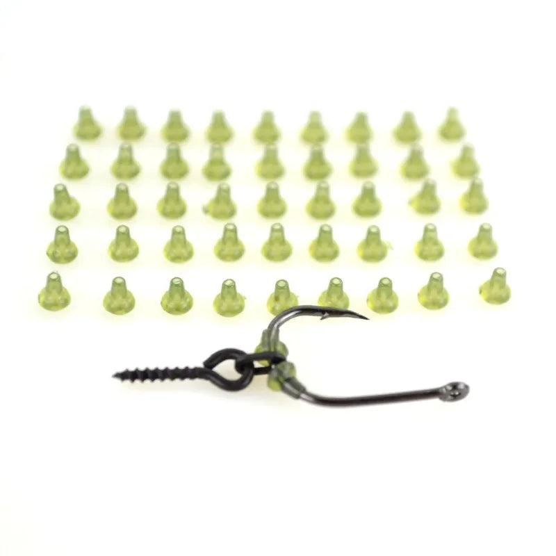 50-Pack Rubber Carp Fishing Hook Stoppers & Space Bean Beads Fishing Terminal Tackle Zpaxo