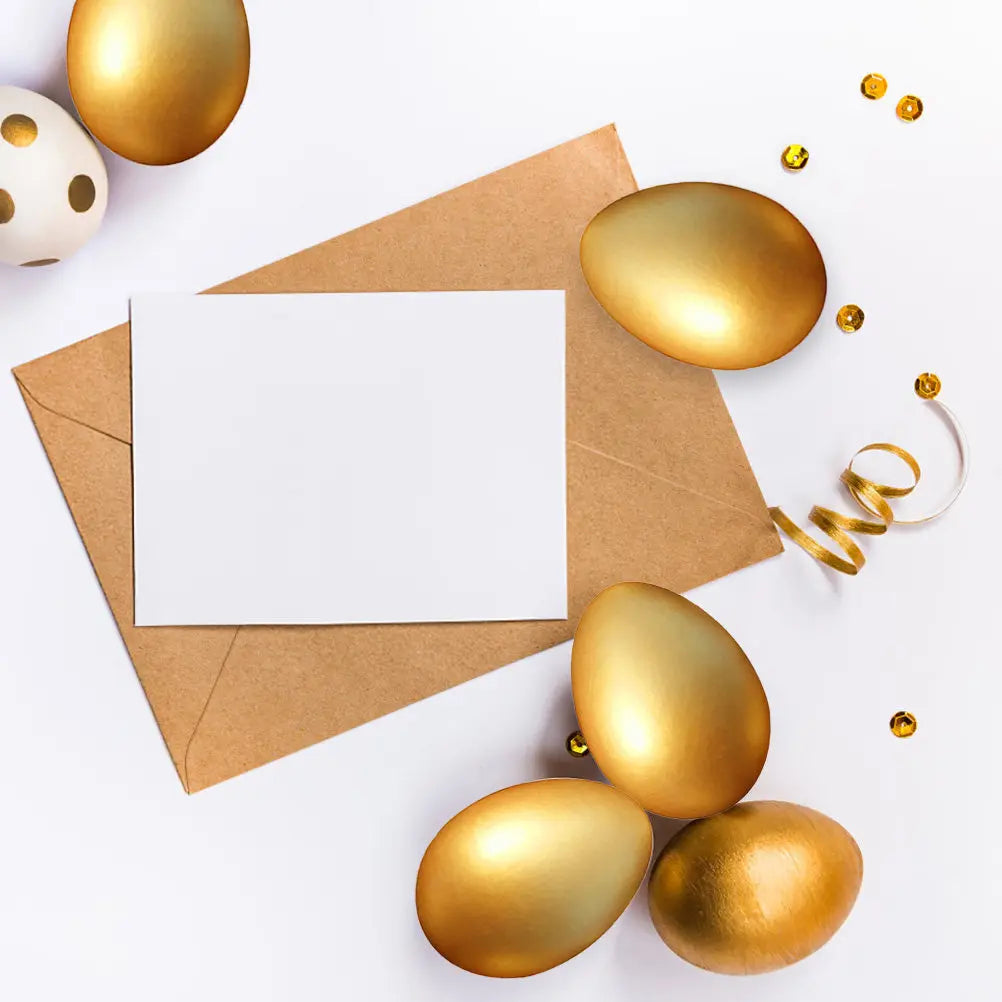 3D Wooden Easter Egg Golden Ornament DIY Decoration Kids Adults