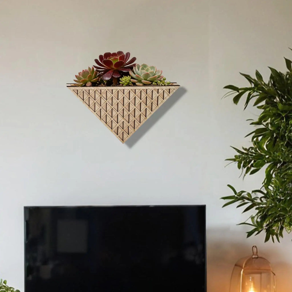 Wall Mounted Plant Pot Wooden Space-Saving Basket Triangle Pot for Outdoor Plants for Small Apartment Garden Balcony Patio Porch Zpaxo