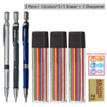 2mm Mechanical Pencil Set with Color/Black Lead Art Drawing Design Automatic Pencil Writing Student Office School Stationery Kit Zpaxo Color Pencil set C