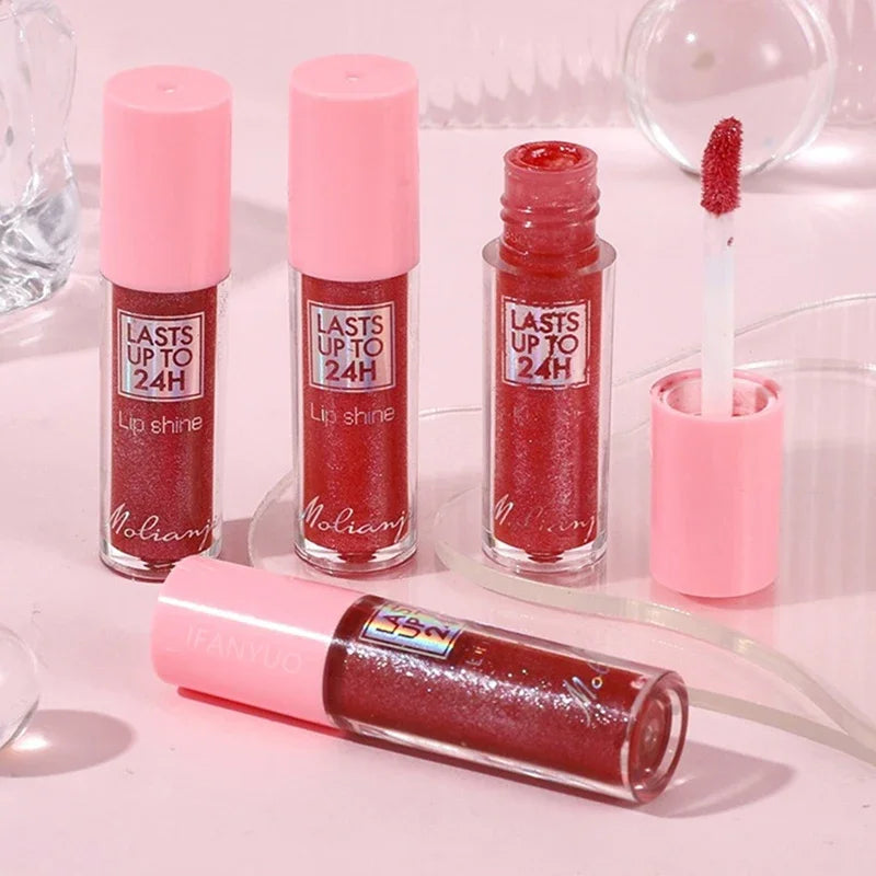 3 Colors Flowing Light Glitter Lip Glaze Long Lasting Moisturizing Diamond Shimmer Lip Gloss Shiny Pearl Liquid Lipstick Zpaxo