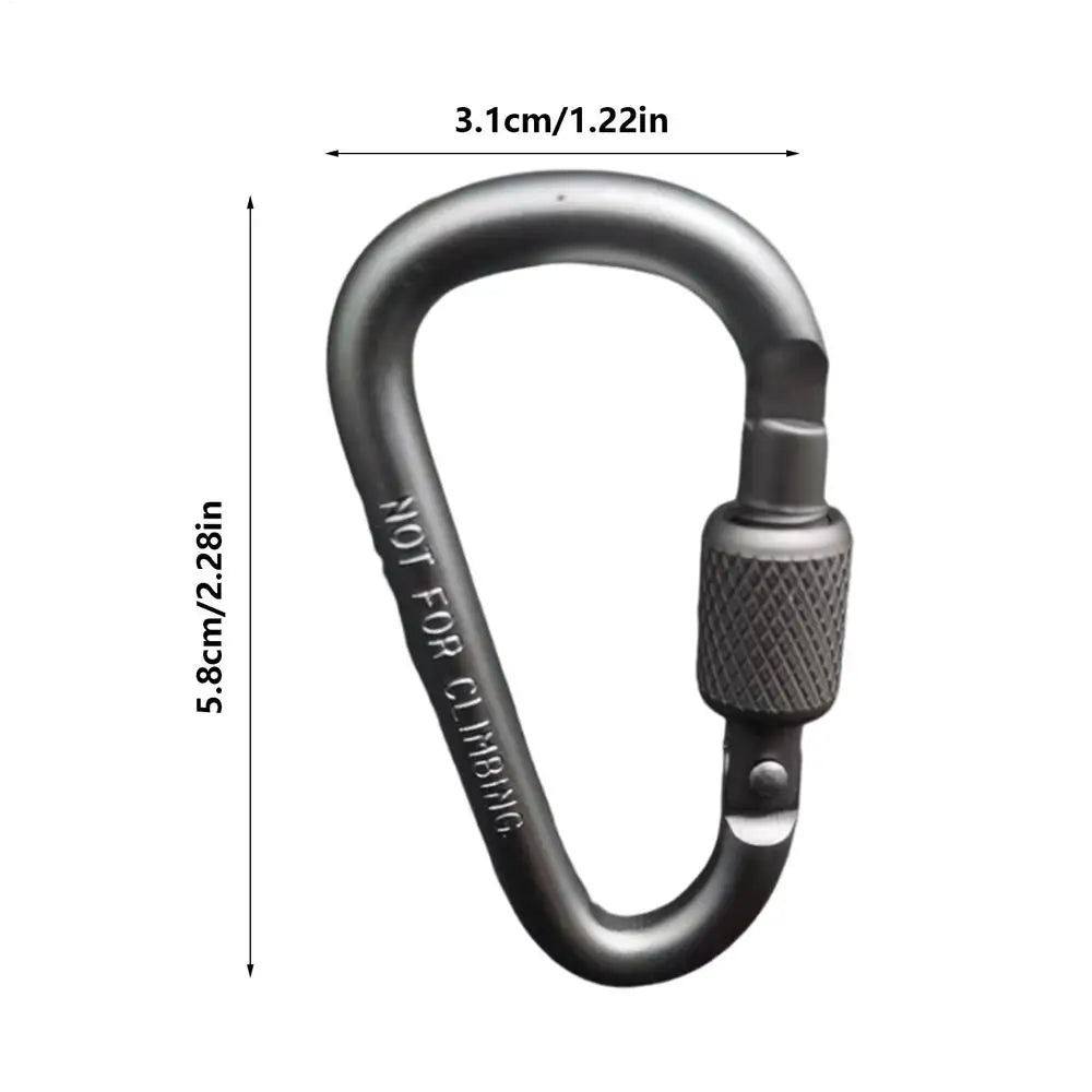 D-shape Carabiner Aluminium Alloy Sports Keychain Multi Colors with Lock D-shape Carabiner Camping Hiking Hook Outdoor Tool Zpaxo Gray