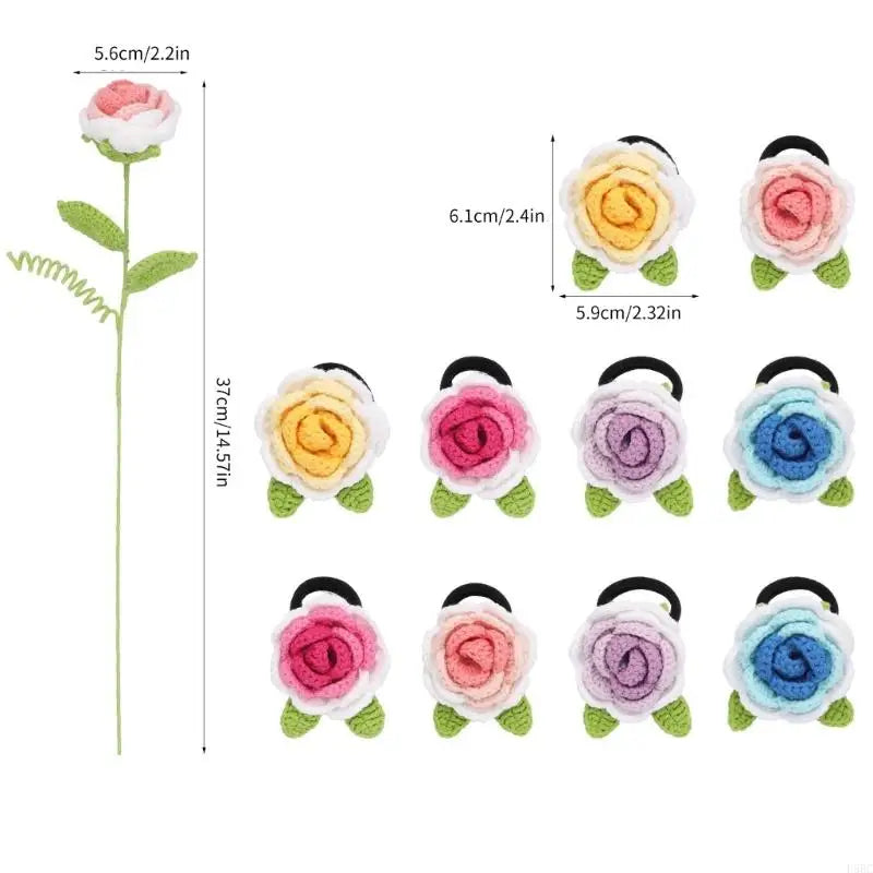 Flower Hairband Crochet Needle Knitting Handmade Hair Ropes Starter