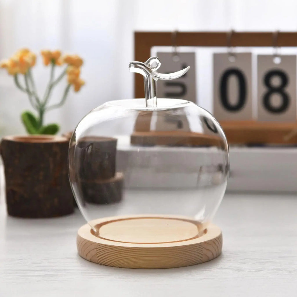 Glass Dome Fruit Shape Desktop Decoration Preserved Flower Glass Cloche for Collectors Home Office Retail Store Wedding Jewelry Zpaxo