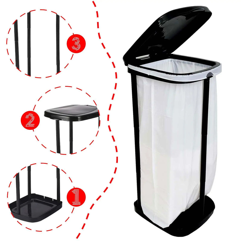 Portable Trash Bag Holder – Adjustable Flip Lid Waste Bin Trash Bag Holder Zpaxo