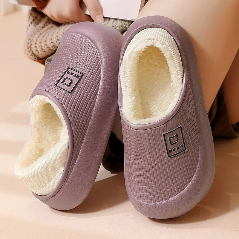 Waterproof Cotton Slippers Women Men Winter Outdoor Indoor Non Slip