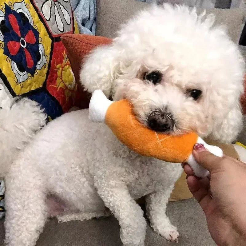 Pet Dog Cat Fleece Chicken Legs Plush Toys Squeak Chew Sound Toy Fit