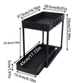 Under Sink Organizer Storage With Hooks 2-Tier Sliding Cabinet Basket Organizer Pull Out Sliding Drawer for Bathroom Kitchen Zpaxo Black