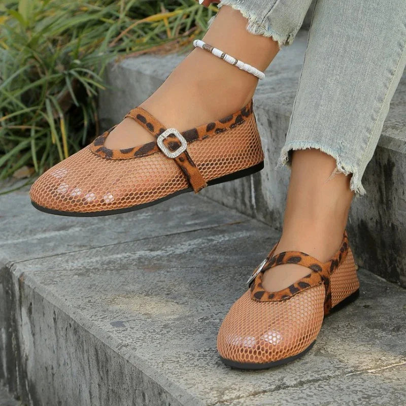 Round Head One Buckle Strap Ballet Shoes Women's Soft Bottom Flat