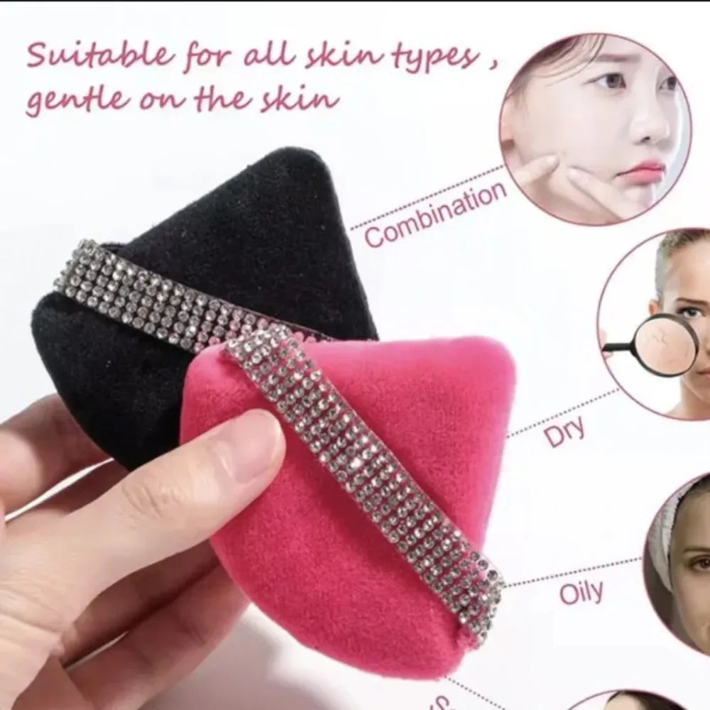 3Pcs Pink Triangle Powder Puff Face Soft Makeup Tool Sponge Velvet Soft Smooth Facial Beauty Makeup Black Sponge Accessories Zpaxo