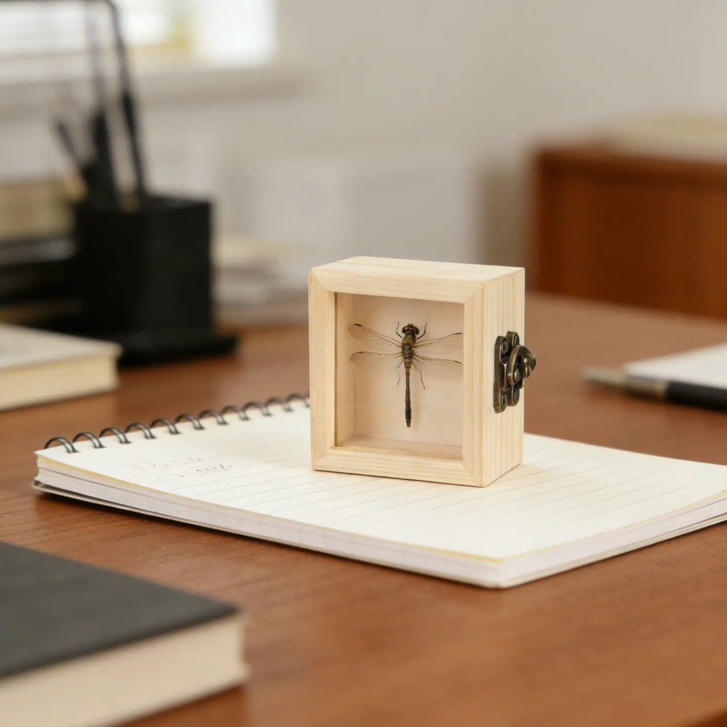 Insect Display Box Natural Wood Clear Lid Specimen Storage Square