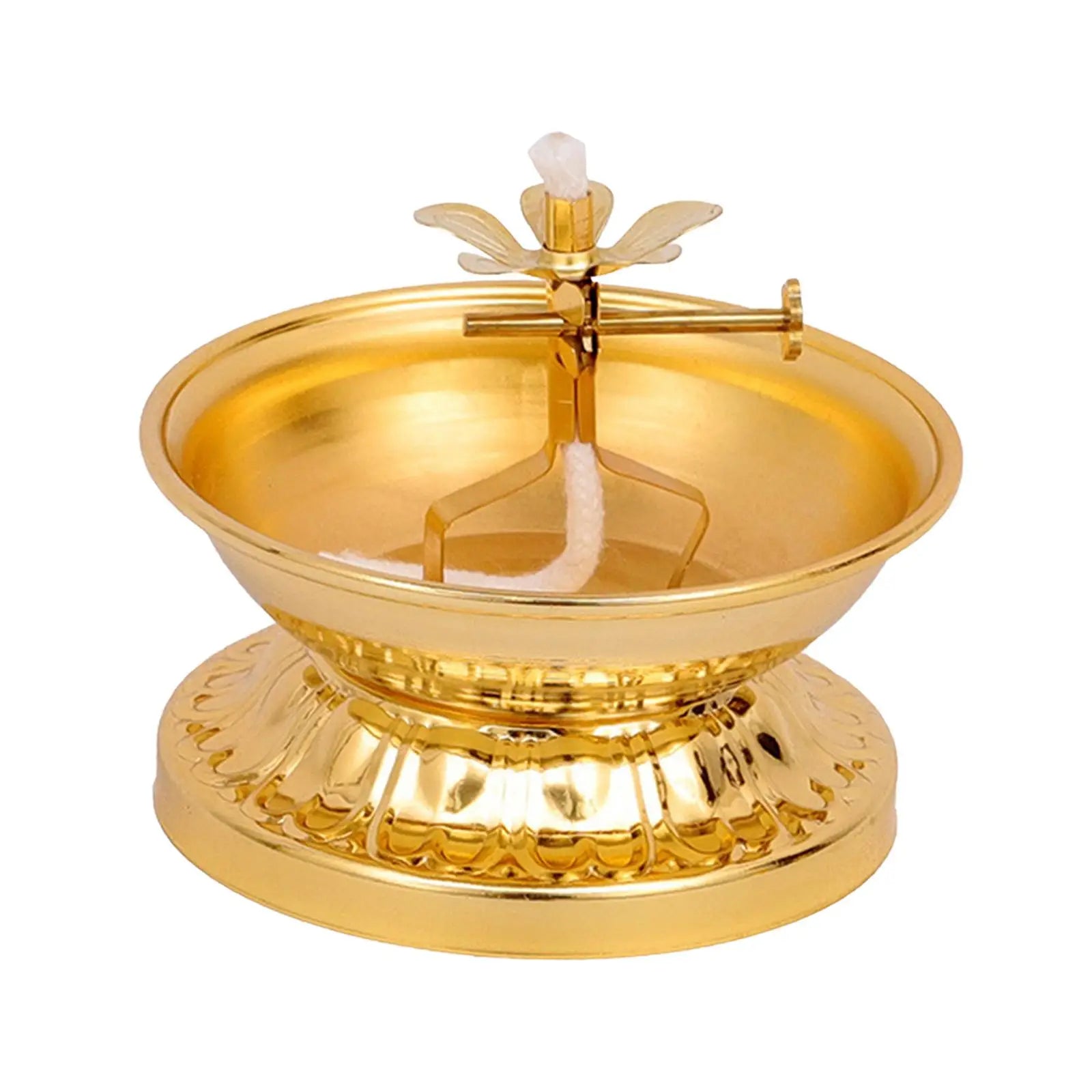 Ghee Lamp Holder Oil Lamp Dish Dimmable Buddhist Alloy Butter Lamp Holder for Living Room Home Desktop Decoration Ornament Zpaxo Style B