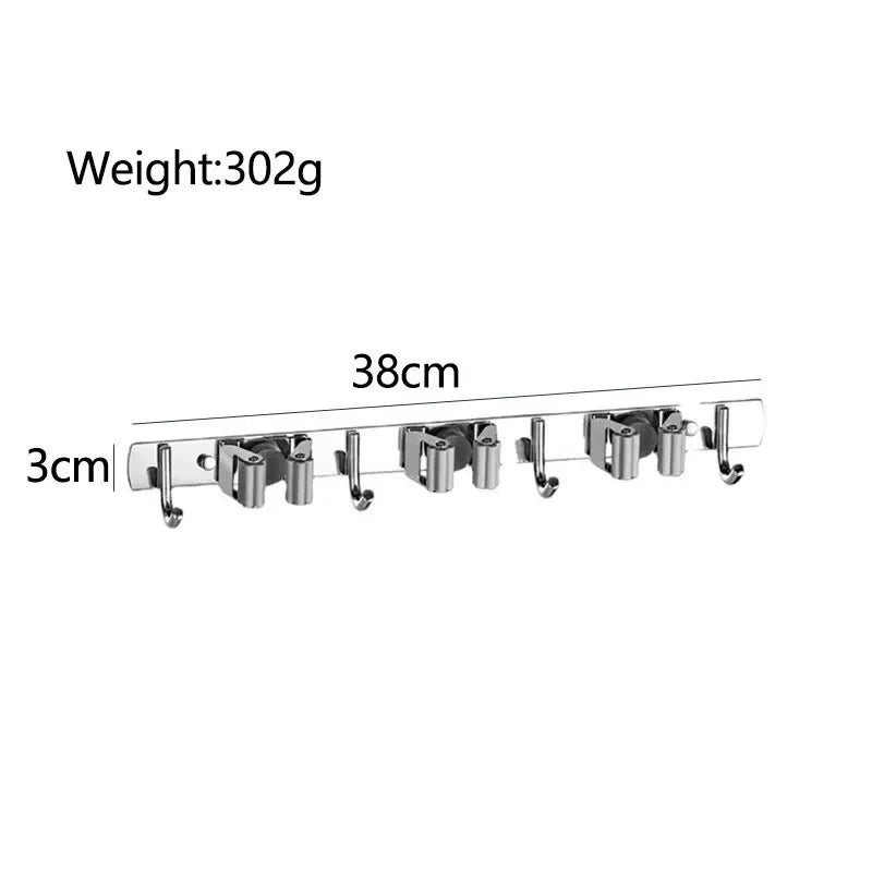 Stainless Steel Wall-Mounted Mop Rack Stylish and Simple Hole-Free Wall-Mounted Storage Clip Zpaxo