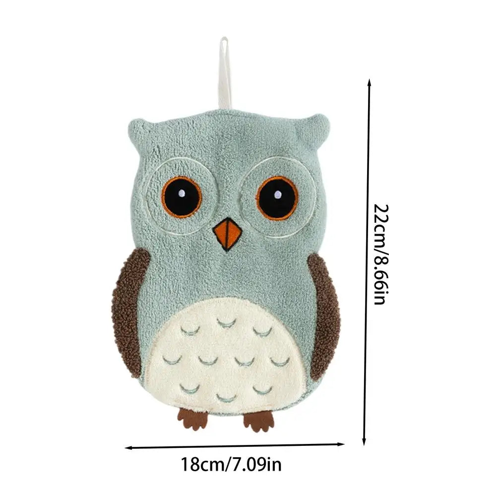 Cute Owl Hanging Hand Towel – Soft Kids Kitchen & Bath Towel Hanging Hand Towel Zpaxo Green