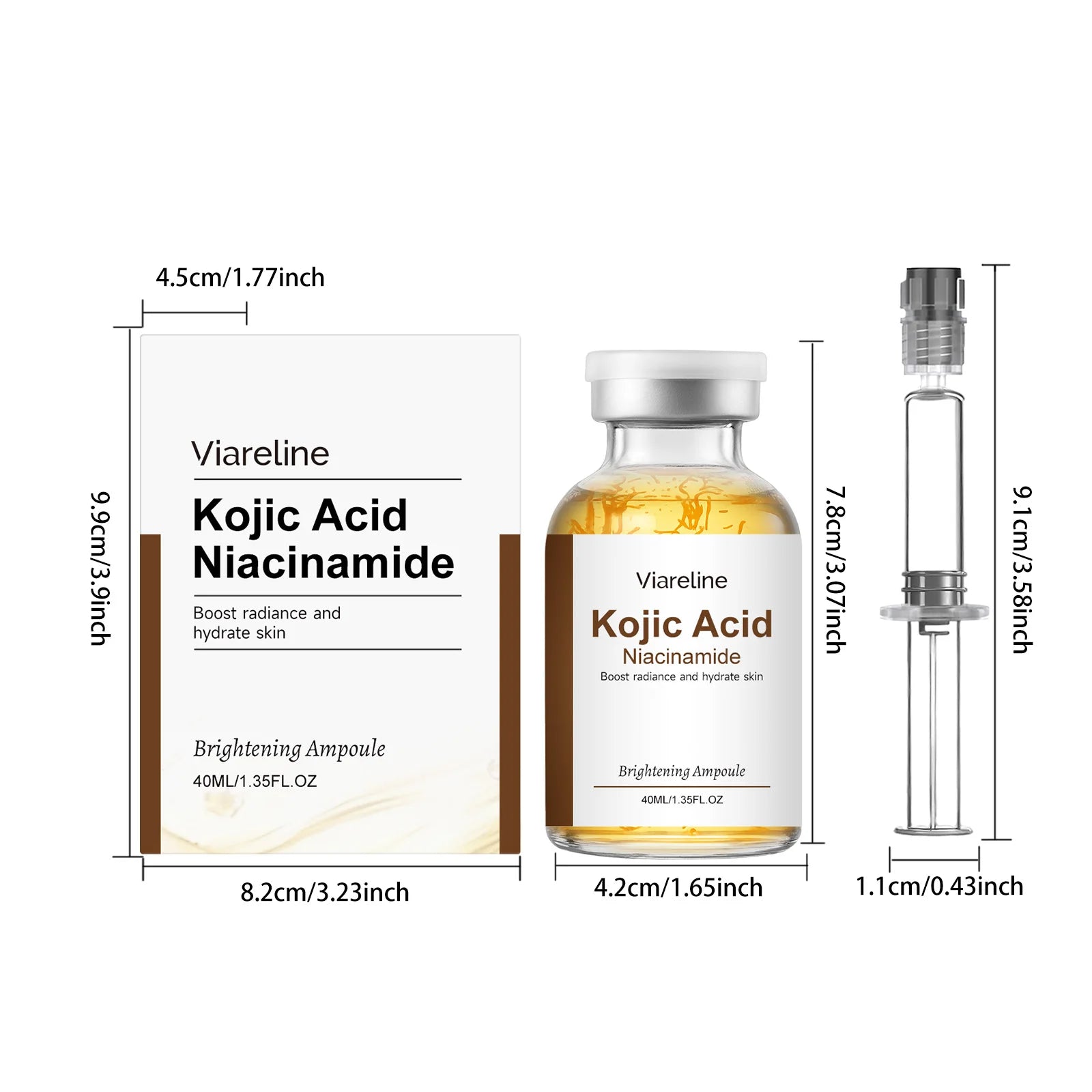 VIARELINE Niacinamide & Kojic Acid Brightening Face Serum Brightening Face Serum Zpaxo 40ml Boxed