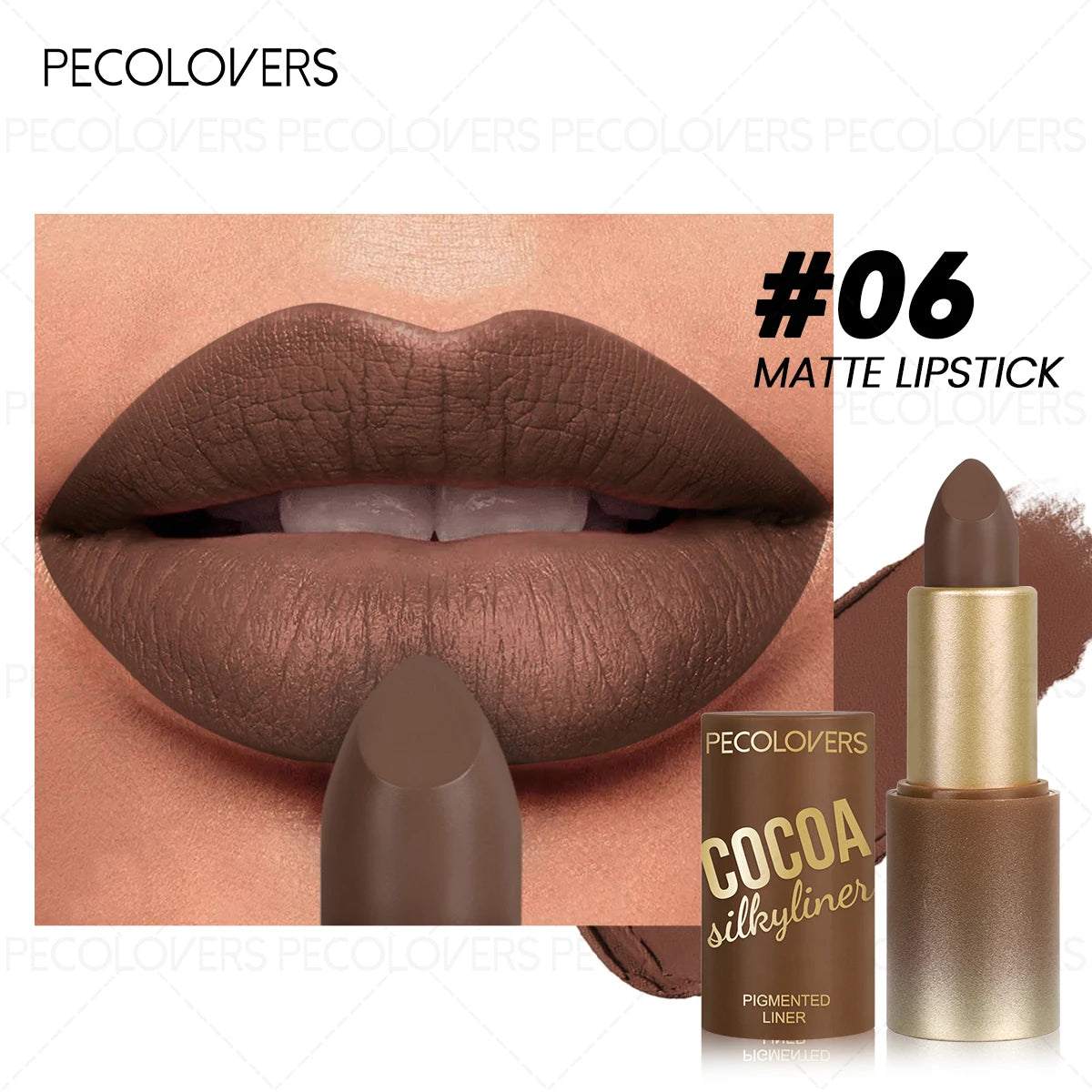 1PC Matte Long-lasting Lipstick, Waterproof, Light and Non-sticky, Nude Pink and Brown, Non-stick Cup, Portable Travel Makeup Zpaxo 06
