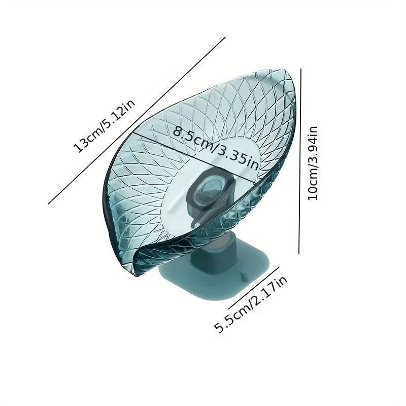 Leaf Design Drain Soap Box Suction Cup Decorative Plastic Self