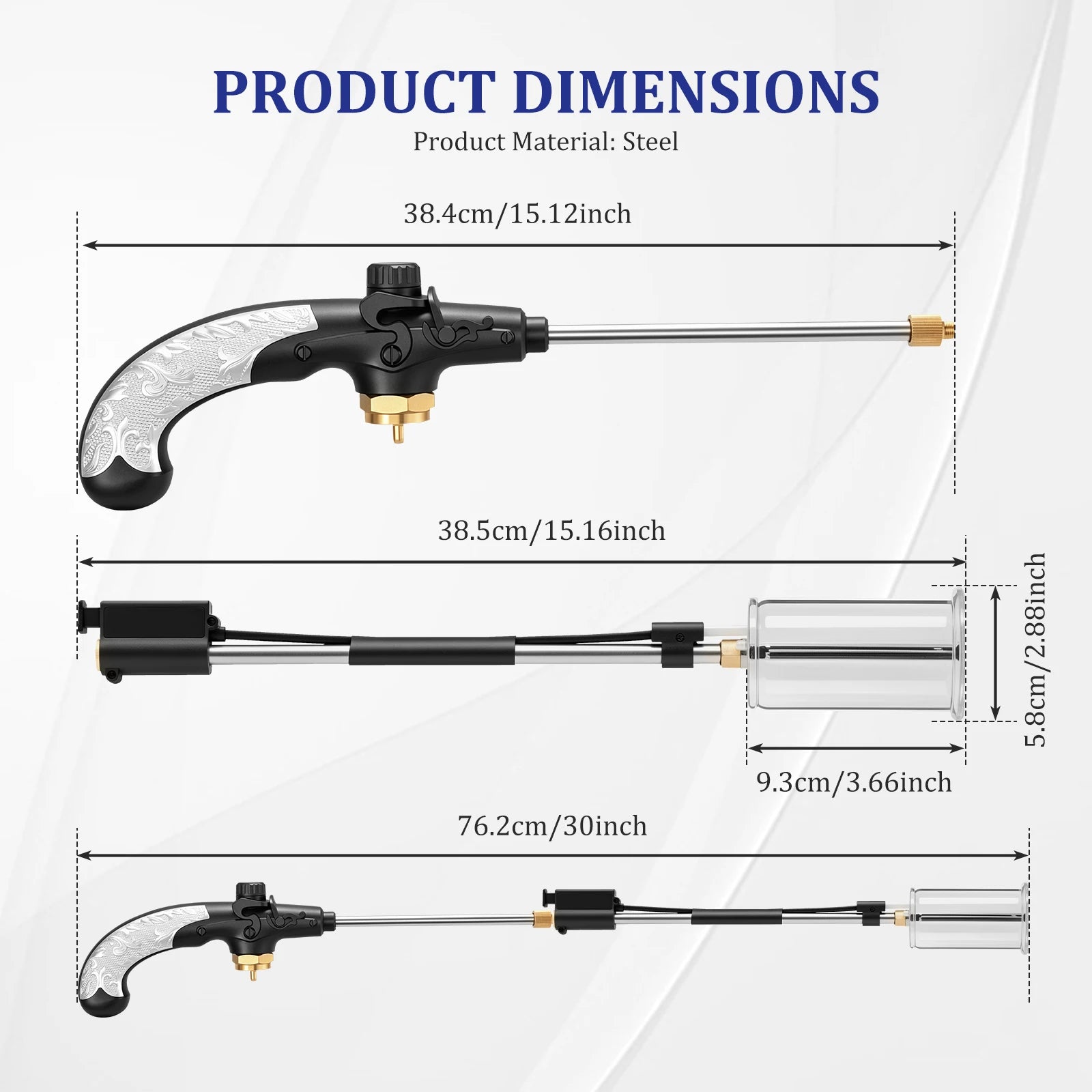 Propane Torch Weed Burner 30 Inch Long Handle Piezo Ignition Grass Killer Blowtorch Snow Melter Heat Tool for Standard Gas Tank Zpaxo SET A 30inch