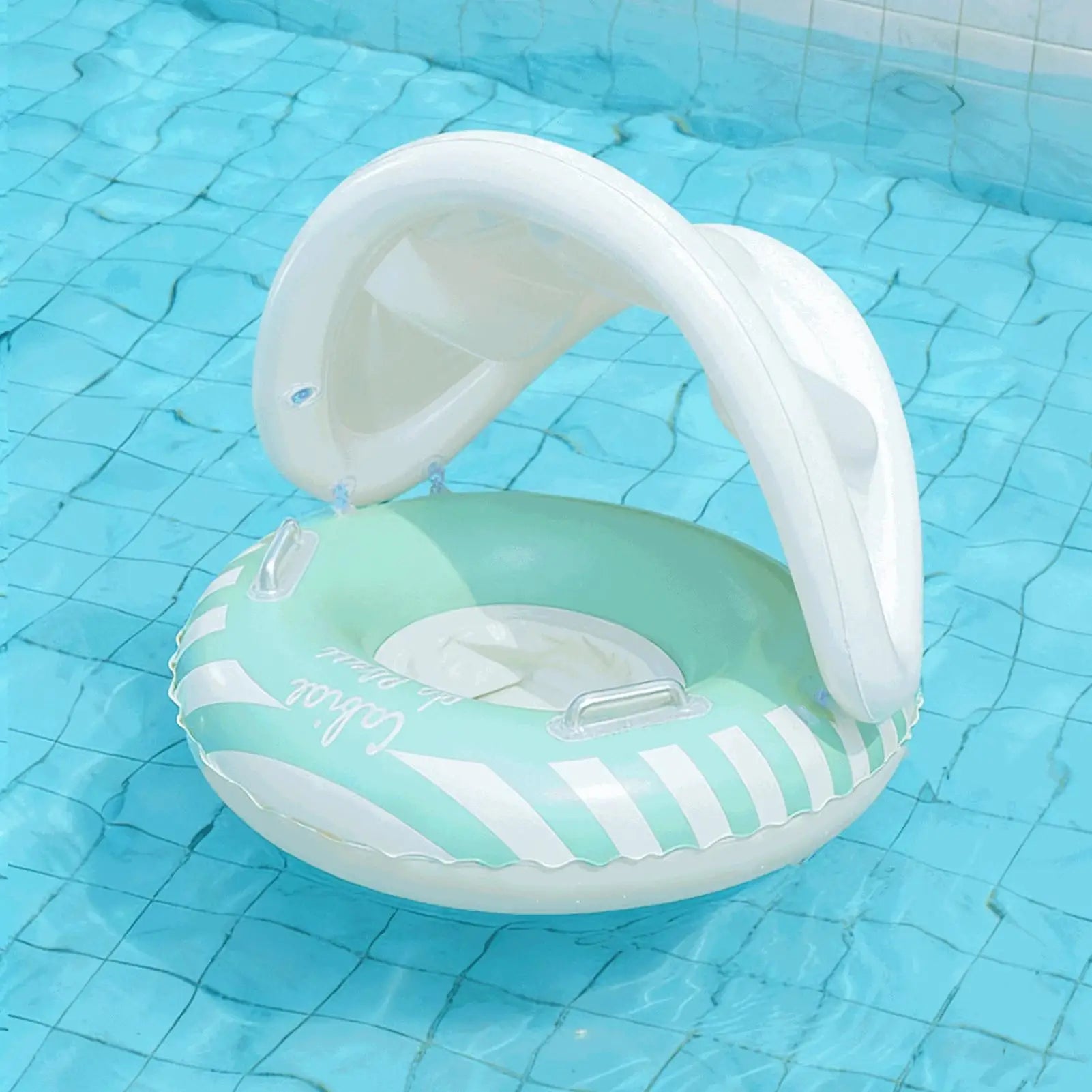 Pool Floats For Kids Blow Up Swimming Ring Seat With Sun Canopy Children's Pool Float For Summer Vacation Travel Hotel Resort Zpaxo