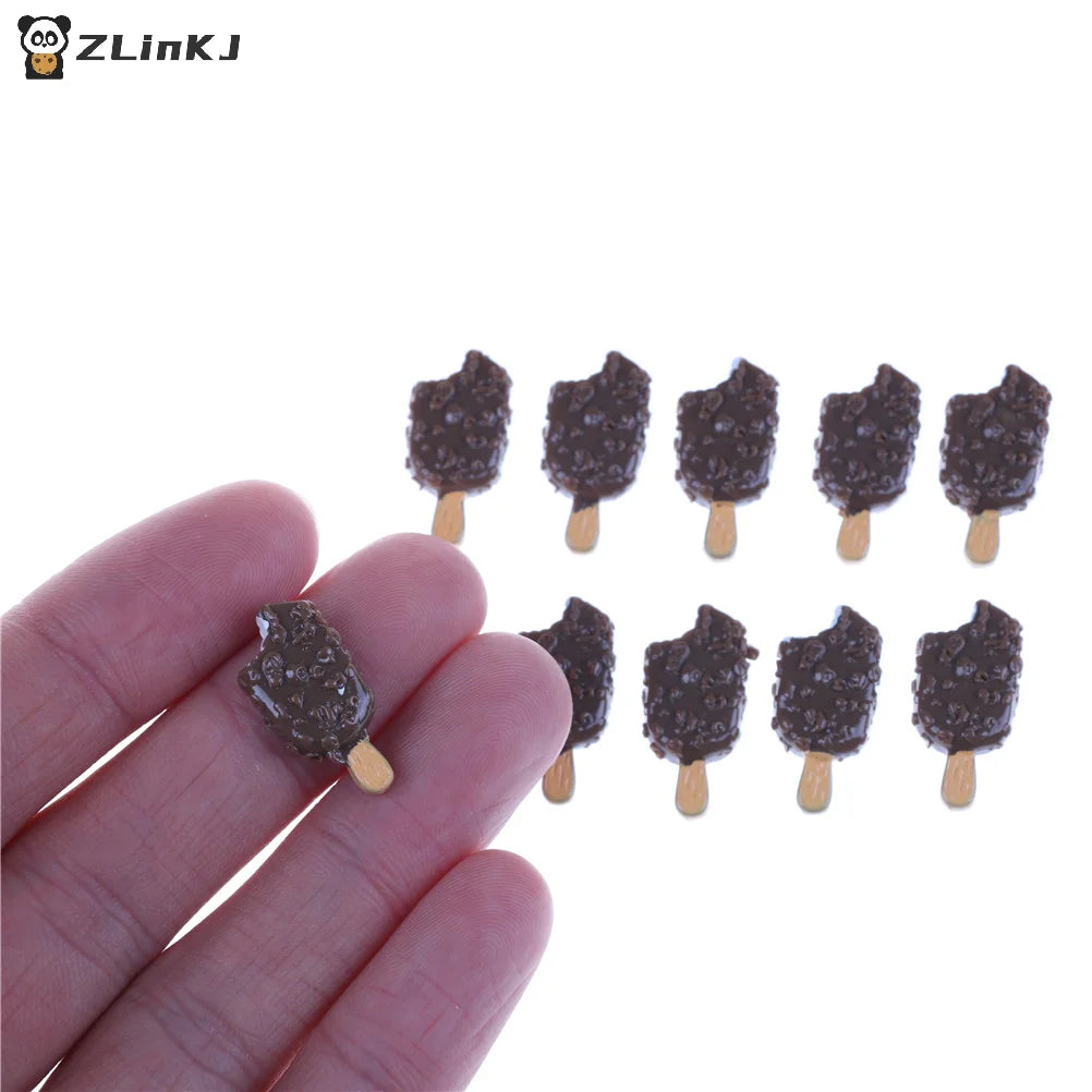 ▶5PCS Mini Dollhouse Chocolate Popsicle Food Model Miniature Home Kitchen Decoration Zpaxo
