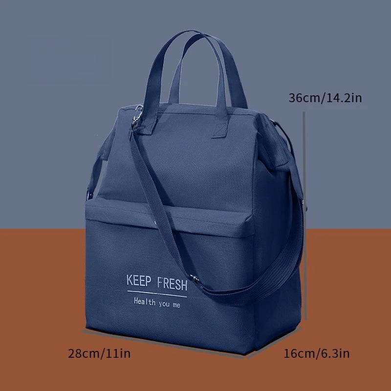 Insulated bag with thick aluminum foil for office workers lunch box for moms large capacity portable lunch box bag Zpaxo Navy blue bag
