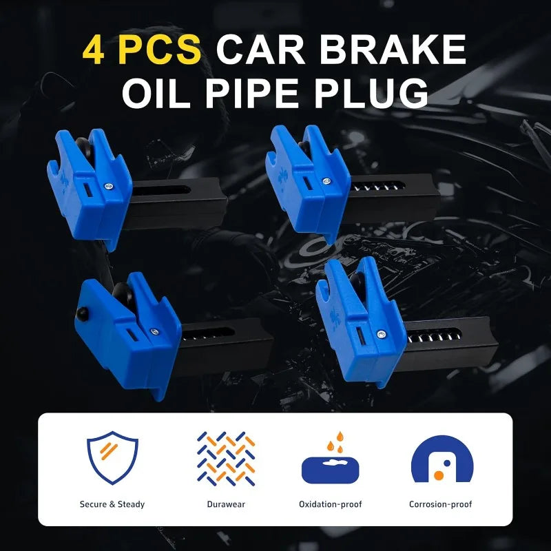 4-Pack Brake Line Plug & Fluid Stop Clamp Set – Universal