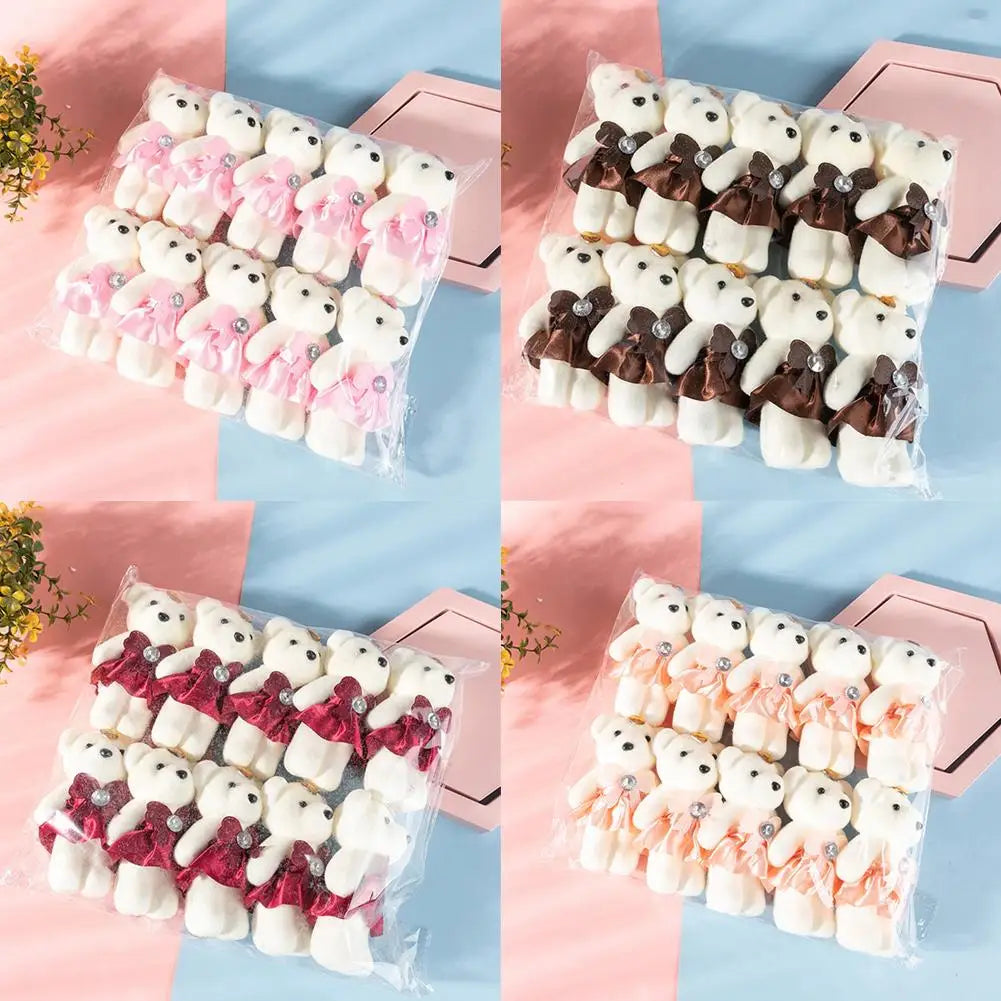 10Pcs/Lot Soft Stuffed Bear Plush Toys Mini Teddy Bear Dolls Toy Mini Bear Flower Bouquet Dolls DIY Flower Gifts Pendant Zpaxo