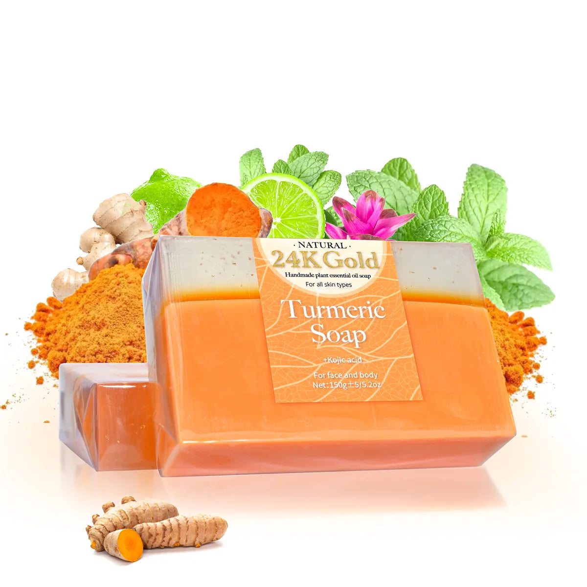 24K Gold Glutathione Coconut Oil Soap – Cleansing & Brightening Brightening Bar Soap Zpaxo