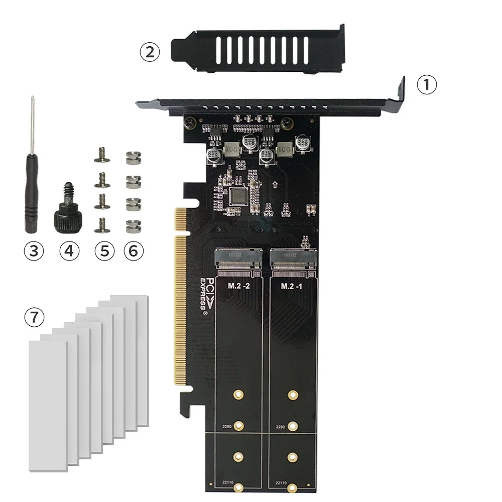 M.2 NVME Expansion Card M Key PCIE 3.0 X16 Adapter Board 4 Slot HDD Adapter Controller Supports Raid with Heatsink Zpaxo with no heatsink