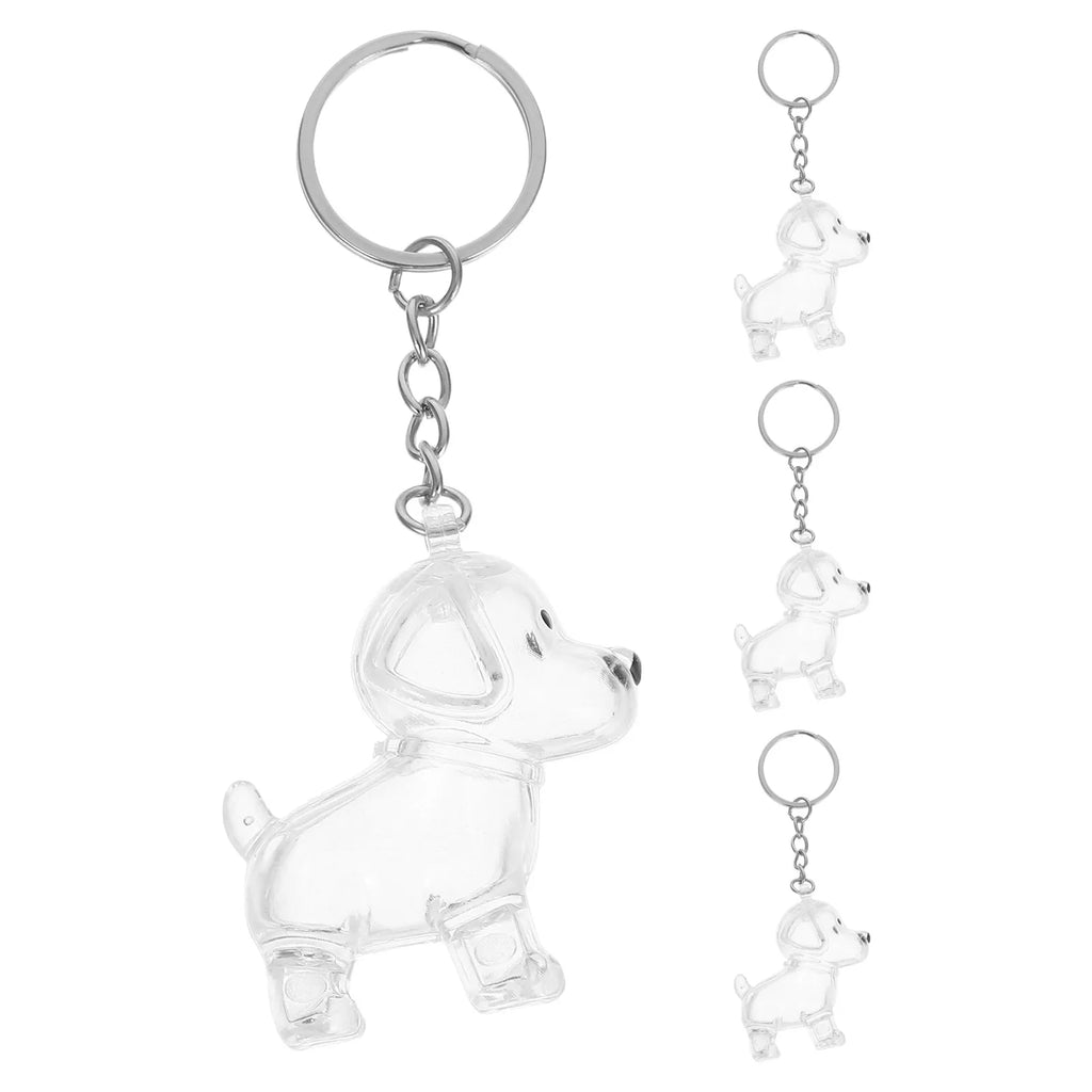 Transparent Dog Hair Keychain Pet Keepsake Collector Storage Key
