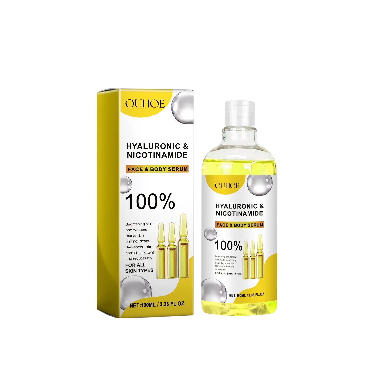 Hyaluronic Acid Facial Serum Moisturizing Smoothing Repair Skin Nicotinamide Brightening Skin Care Lift Firm Face Body Essence Zpaxo 100ml Boxed