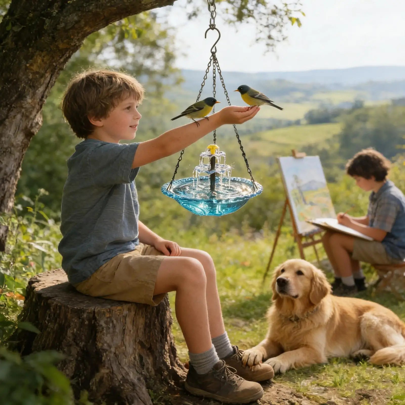 Solar Bird Bath Outside Outdoor Hummingbird Water Bowl Fountain