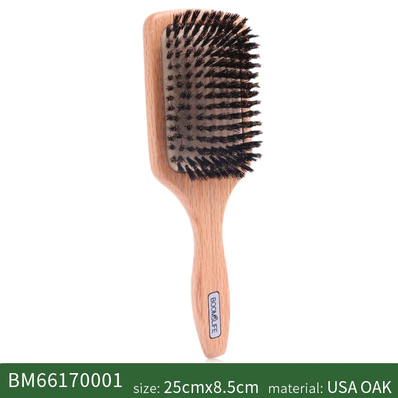 Brosse Cheveux Femme Boar Bristle Hair Brush Women Combs for Hair Detangle Brush Wood HairBrush Barber Comb Scalp Massage Brush Zpaxo Square Big