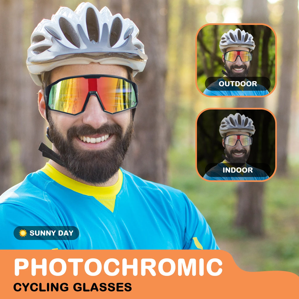 Toptrek Photochromic Cycling Sunglasses Men Women Outdoor Sport Running Bike Hiking Bicycle Eyewear MTB Baseball Glasses Goggles Zpaxo